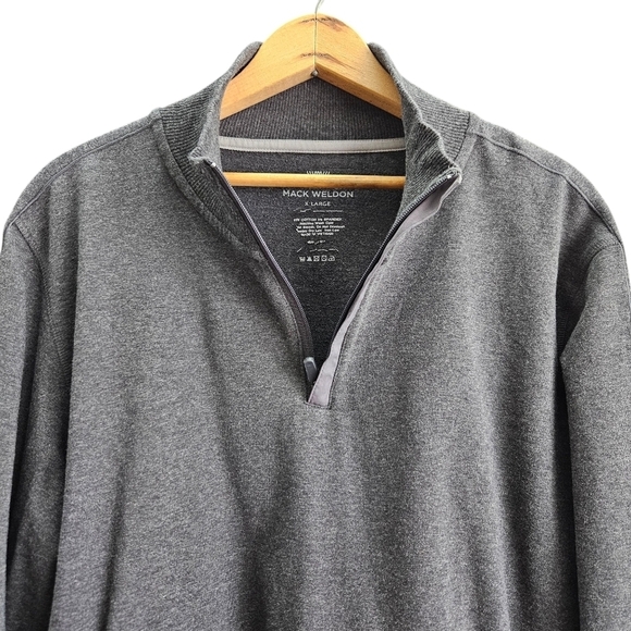 Mack Weldon Sweater Mens XL Gray Quarter Zip Cotton Mock Neck Long Sleeve - Picture 3 of 12